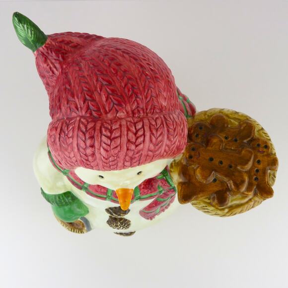 BICO Snowman Cookie Jar 11” Ceramic Holiday Gingerbread Christmas Kitchen Decor - Picture 7 of 14